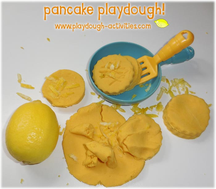 Lemon peel pancake playdough activity for Shrove Tuesday activities