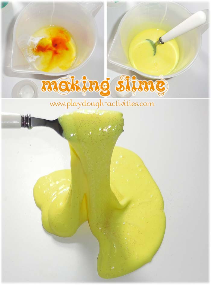 Making slime flubber putty without borax - contact lens solution