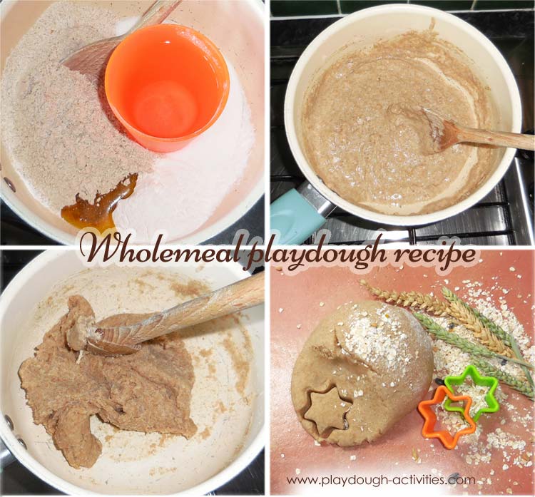 Wholegrain playdough recipe using wholemeal brown flour