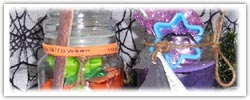 Witch and Wizard hat Halloween playdough jars
