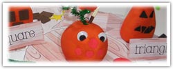 Pumpkin shape matching, sorting and building playdough activities