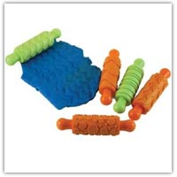 Buy textured rolling pins to pattern the surface of playdough